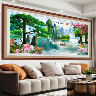 Living room landscape painting sofa background mural 3d three-dimensional wall sticker self-adhesive decorative painting wall sticker minimalist wall sticker