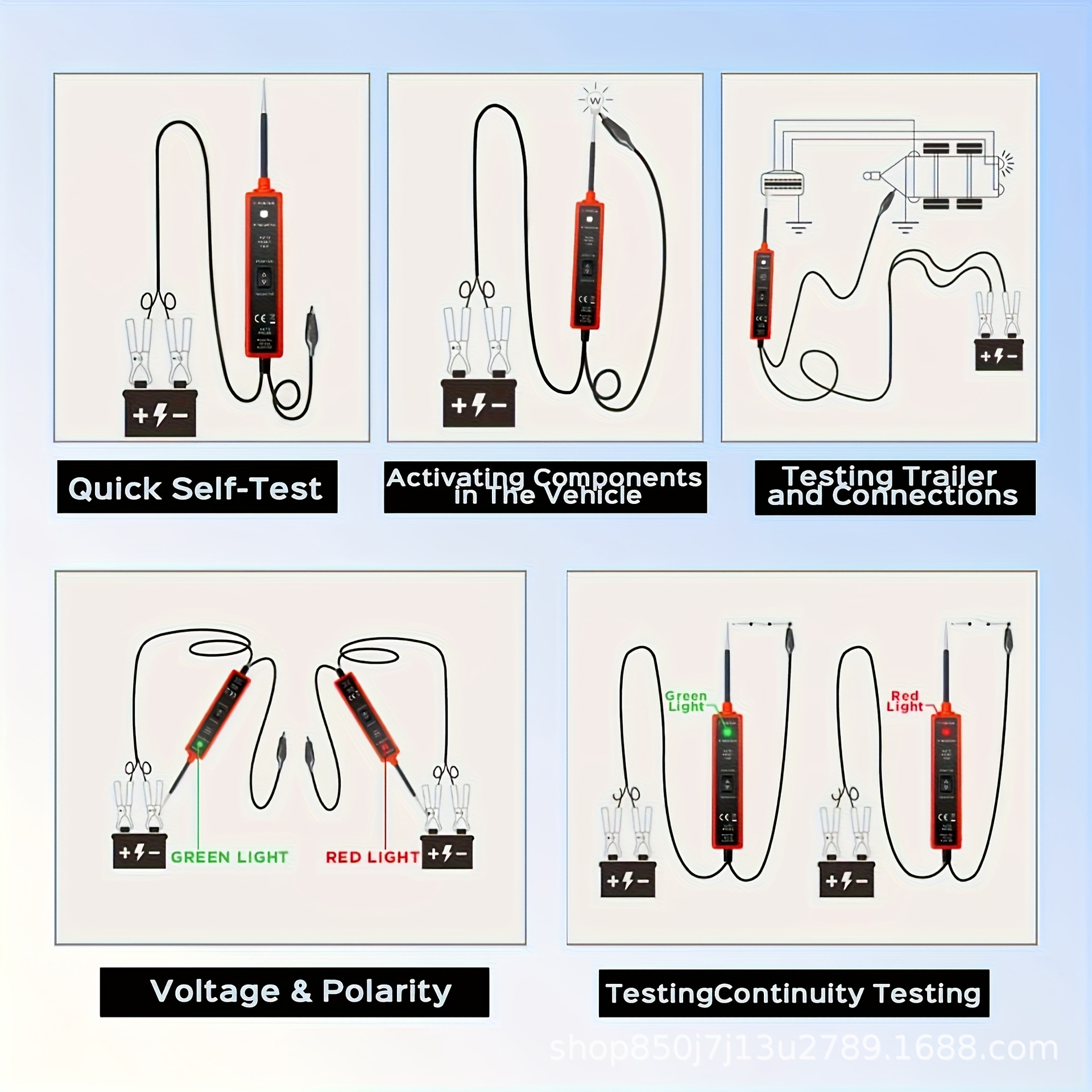 EM285 Automotive Circuit Detector Tester 6-24V Power Voltage Test Probe Power Voltage Testing Machine