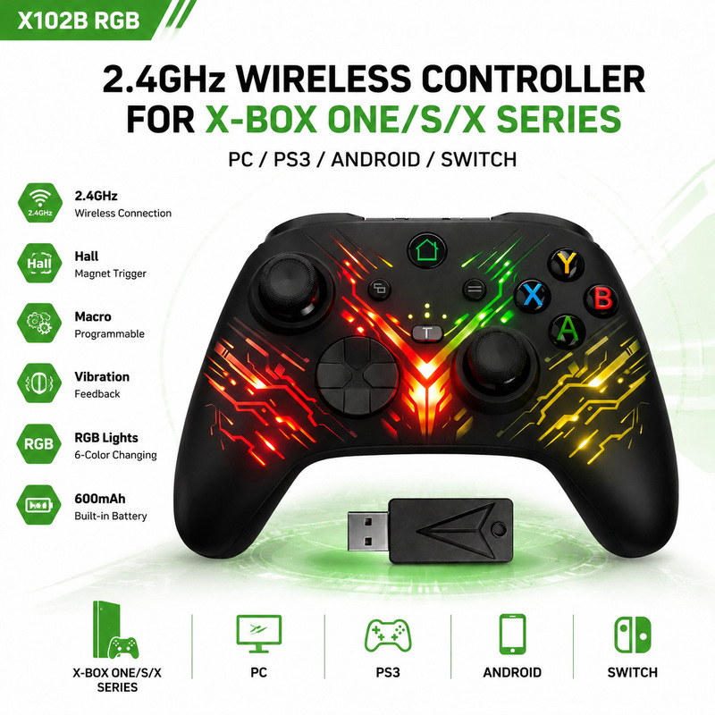 X-Box One/S/Xsx Wireless Game Controller Is Compatible with Pc Android Switch/P3 Vibration and Light-Emitting Controller X-Box One/S/Xsx Wireless Game Controller Is Compatible with Pc Android Switch/P3 Vibration and Light-Emitting Controller