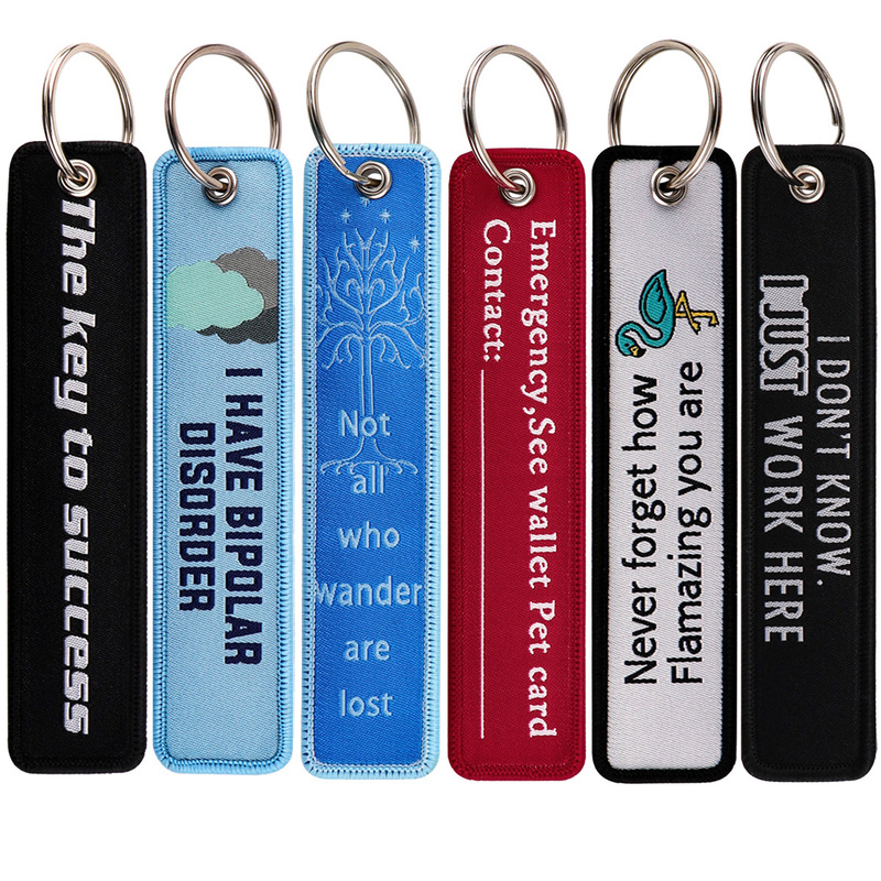 Minimalist Quotations Weaving Mark Keychain Lanyard Student Campus Access Control Office Certificate Hanging Decoration Fabric Keychain Accessories