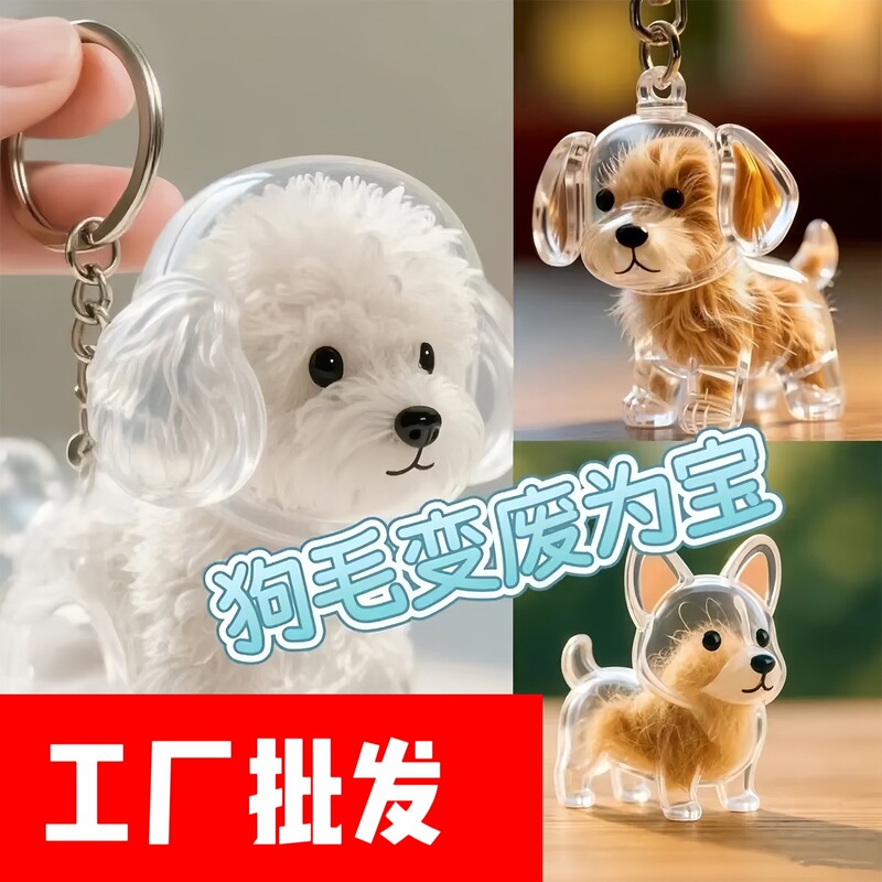 Transparent Dog Hair Storage Box Pendant Capsule for Storing Cat and Dog Hair, Commemorative Keychain Bag Charm