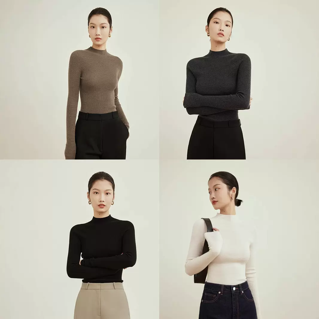 女装工厂2025新款可机洗100%羊毛无缝半高领针织打底羊毛衫女
