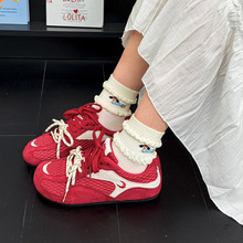 女鞋软底不累脚网面轻便休闲透气运动鞋ins潮拼色日系阿甘德训鞋