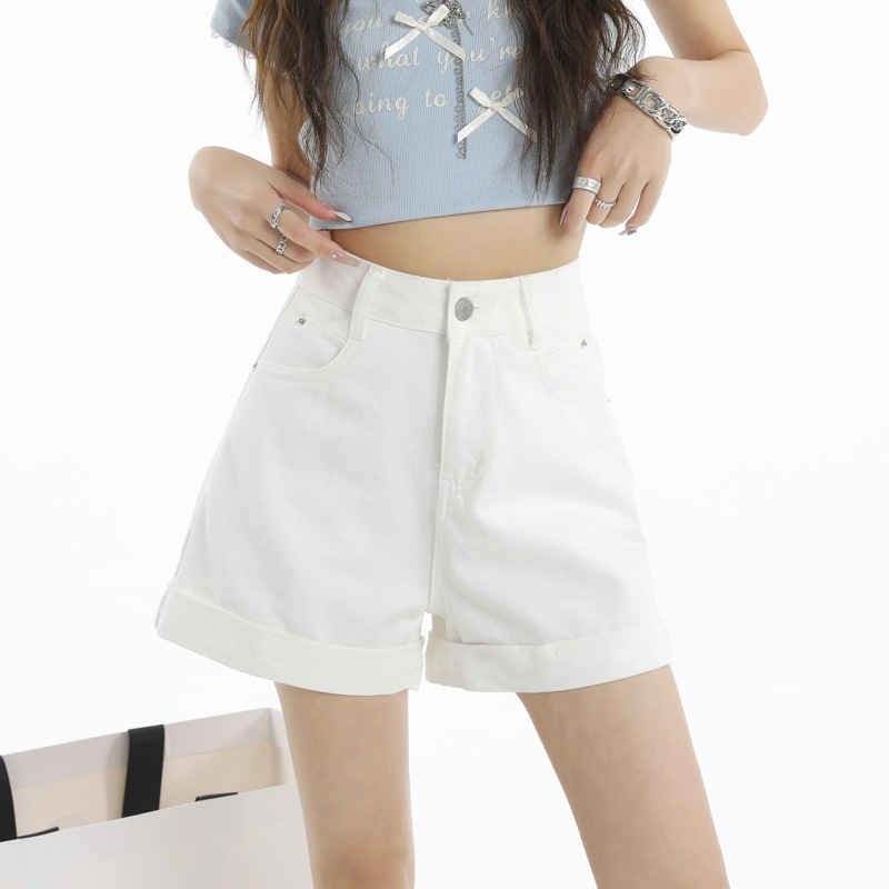 608 Casual Versatile Rolled Hem Denim Shorts for Women, New Spring/Summer High-Waisted Slimming Straight-Leg Denim Shorts 608 Casual Versatile Rolled Hem Denim Shorts for Women, New Spring/Summer High-Waisted Slimming Straight-Leg Denim Shorts