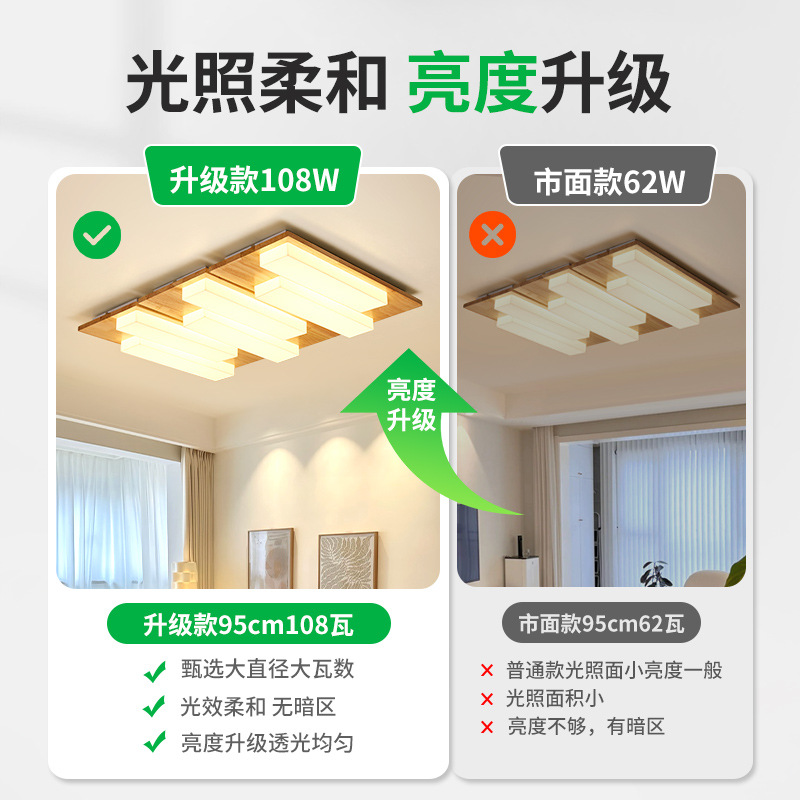 Gran vista de jardín lámpara de sala de estar simple estilo japonés lámpara de sala de estar principal estilo chino de madera lámpara de dormitorio lámpara zhongshan 176L
