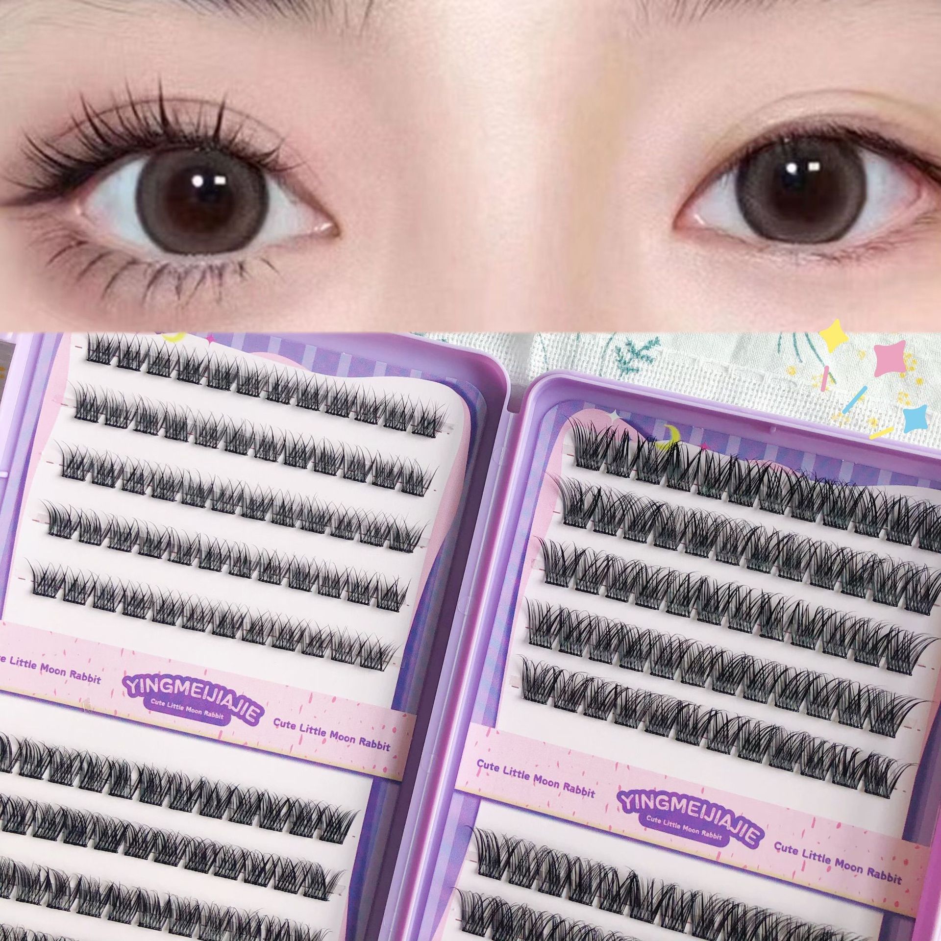 20 filas de paquete de regalo de pestañas falsas transfronterizas, paquete de pestañas delgadas coreanas, paquete de pestañas falsas sin pegamento.
