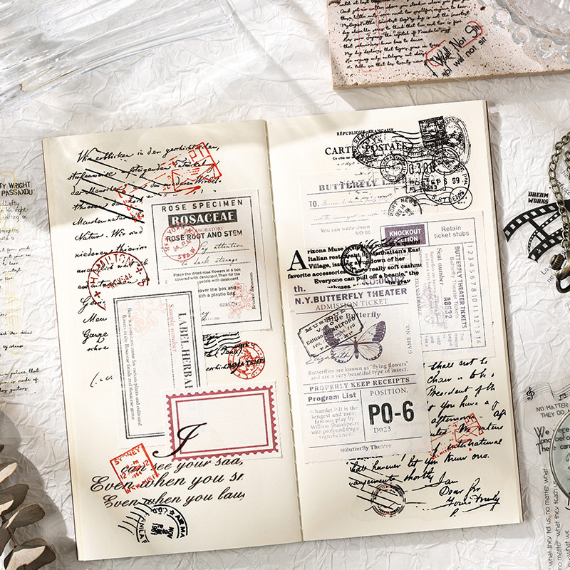 Antiguo sueño de sombra transparente pegatinas impermeables para mascotas diy pegatinas de diario diario retro transfronterizas pegatinas de material inglés