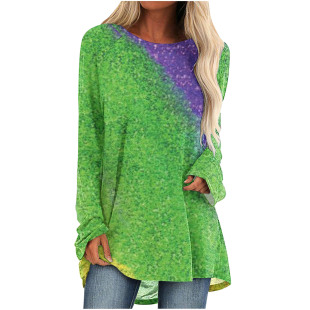 Cross-border women's hot T-shirt Amazon AliExpress Wish abstract carnival digital printing T-shirt long skirt