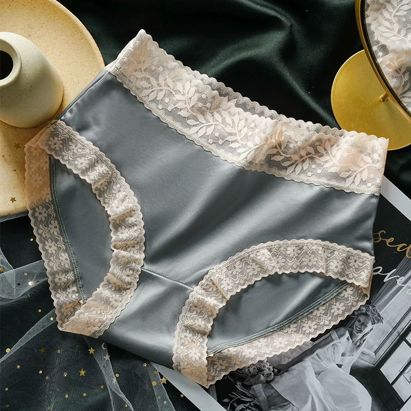 Silk pants, trousers, waist belt, breathable comfortable sexy quick dry lace underwear for hips shape correction, mid rise