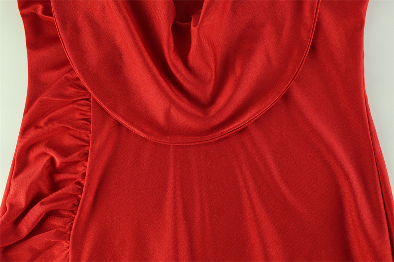 Women Clothing Sleeveless Halter Deep V Plunge Sexy High Slit Backless Sexy Dress Red Carpet Dress