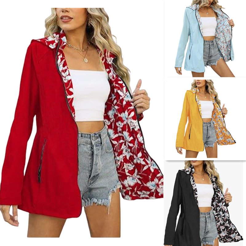 2024 Autumn New Women's Coat with Amazon Print and Zipper, Korean and Japanese Fashion, Reversible, In Stock (AliExpress).