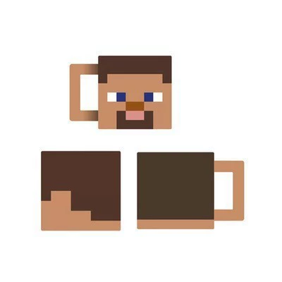 Квадратная кружка для игр — Pixel-стиль персонажа, чашка 230 мл, размеры 10.8×8.2×9.8 см