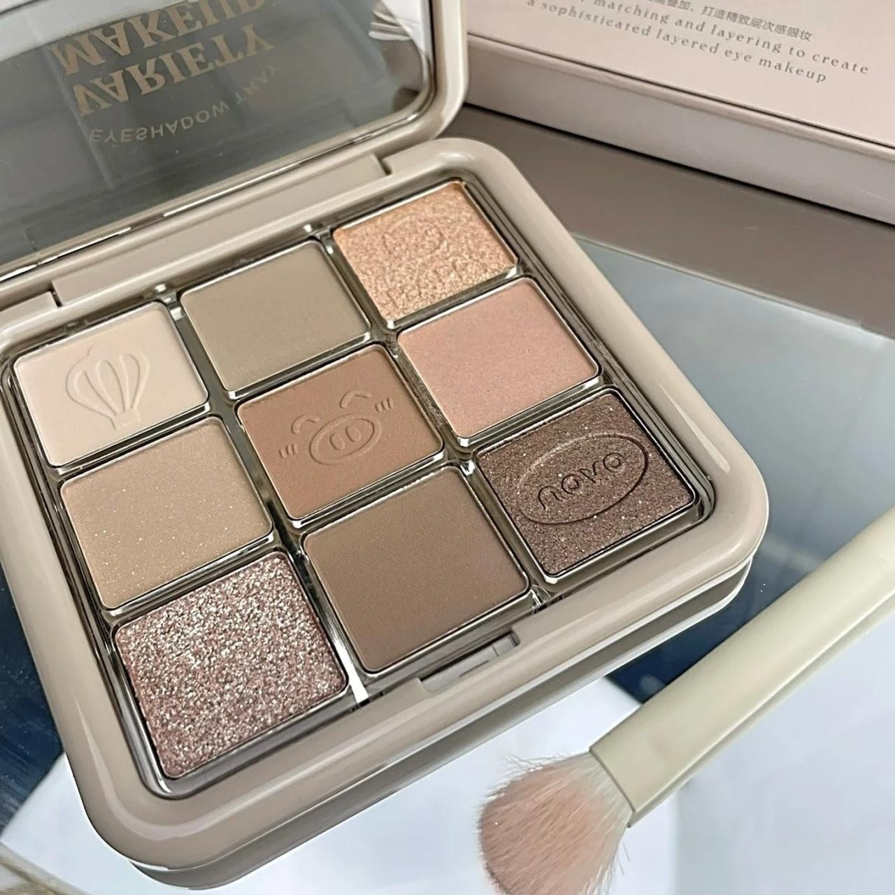 Novo Nine-Color Eye Shadow Palette Matte Pearlescent Earth Color Shiny Crystal Waterproof Price Student Ins Super Hot 5877