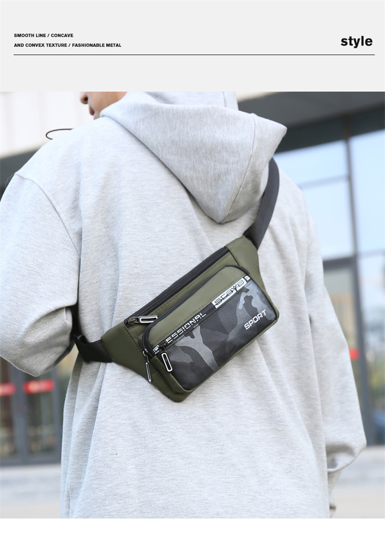 Crossbody bag, men's waist bag, ins trendy Japanese men's single-shoulder bag, 2024 new men's bag, Oxford fabric mobile phone chest bag undefined