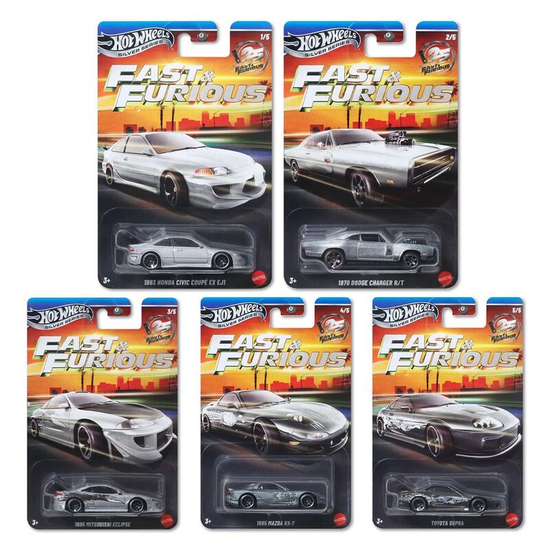 Hot Wheels Silver Label High-Precision Series HNR88 Fast & Furious Toyota Supra Mitsubishi Eclipse Dodge Alloy Car