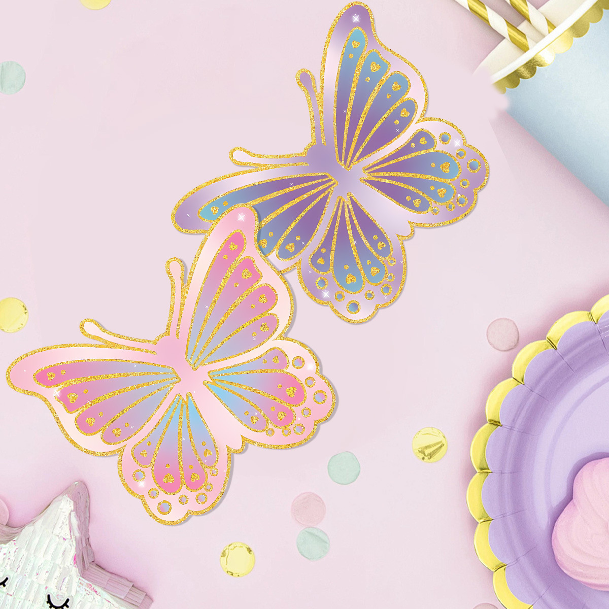 Cross-Border Hot-Selling New Invitation Card Butterfly Mermaid Theme Series Birthday Party Atmosphere Decoration Supplies