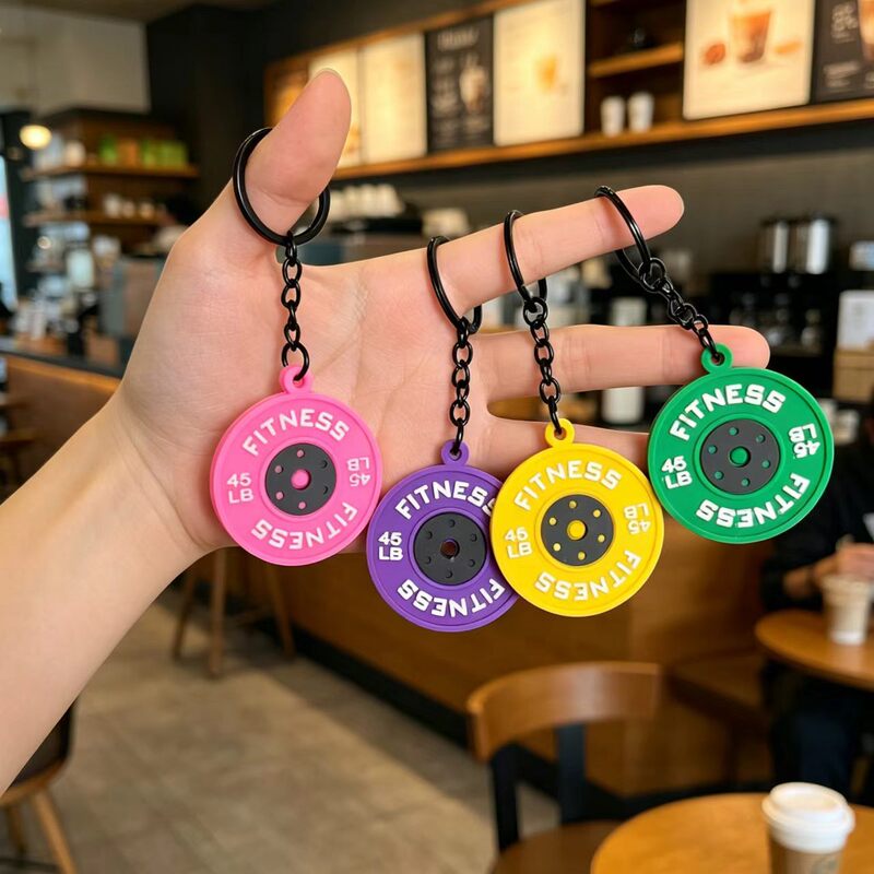 2026 Internet Celebrity Trendy Fitness Dumbbell Silicone Keychain Cute DIY Doll Couple Style Bag Pendant Wholesale