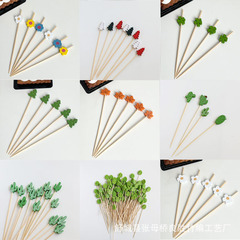 メーカー卸売 12 センチメートル使い捨て竹串 100 個/パックチューリップサボテンさまざまな植物の串砂糖漬けホーズ串