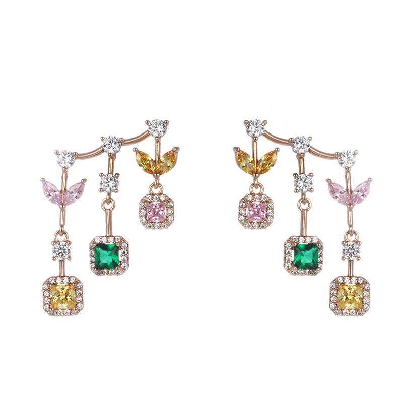 Xuping gemas artificiales de color geométricas bordas ligeras de lujo de alta sensación de otoño y invierno pendientes transfronterizos europeos y estadounidenses para mujeres