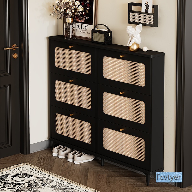 Dream Sail Retro Storage Cabinet Wall-Mounted Shoe Rack Entryway Cabinet Large Capacity Doorway Home Ultra-Thin Flip Shoe Cabinet