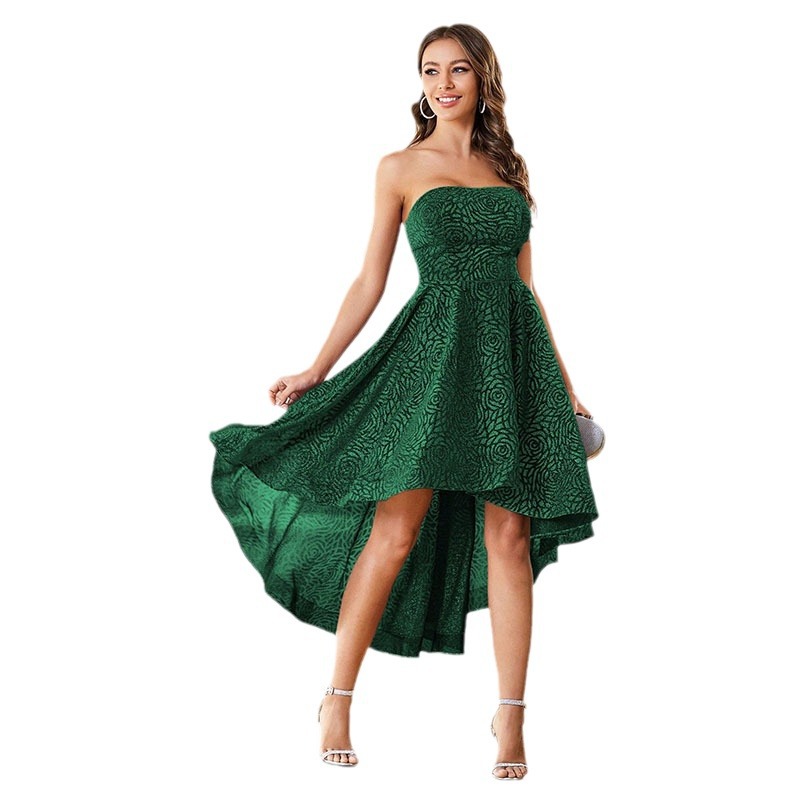 Vestido de noche estilo nuevo de Amazon, éxito de ventas en eBay, sin tirantes, elegante, vestido de quinceañera, primavera, de una pieza, dropshipping