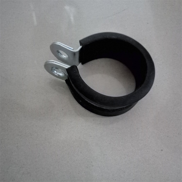 长盛丰源连胶条卡箍不锈钢铁镀锌半包胶五金管夹M6安装孔