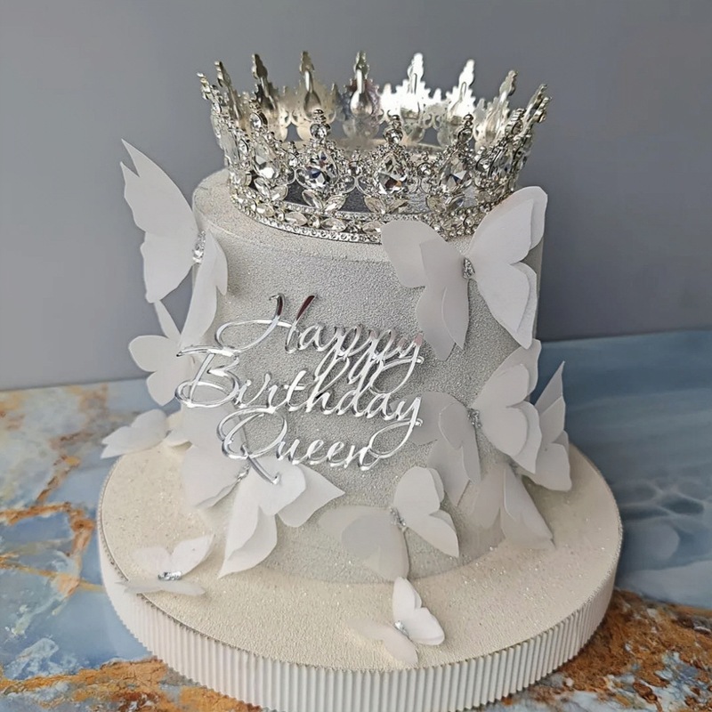跨境ins风公主生日快乐亚克力蛋糕装饰女士生日女王蛋糕装饰|undefined