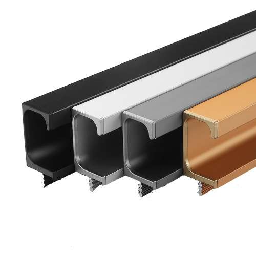 Kashuo aluminum alloy card slot G-shaped handle cabinet door hidden edge sealing embedded buckle handle black L-shaped door panel handle