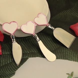 Wholesale UV Plated Pink Love Cream Knife Avocado Jam Bread Smear Knife Cheese Knife Cheese Knife Small Shovel