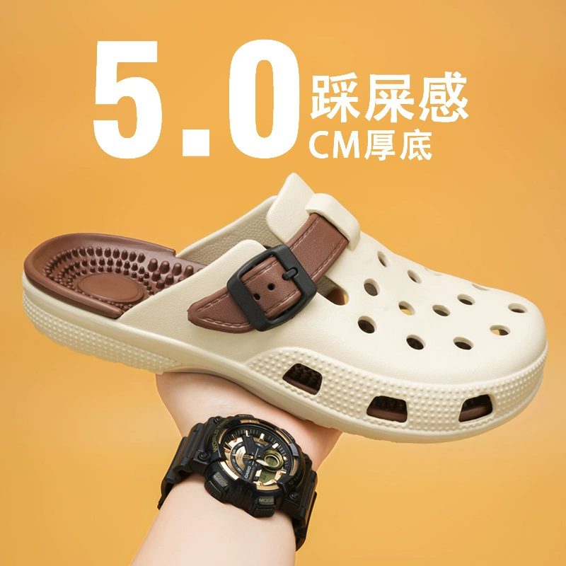 Мужская обувь Croc, новая летняя верхняя одежда на толстой подошве, нескользящие модные дышащие тапочки с носком