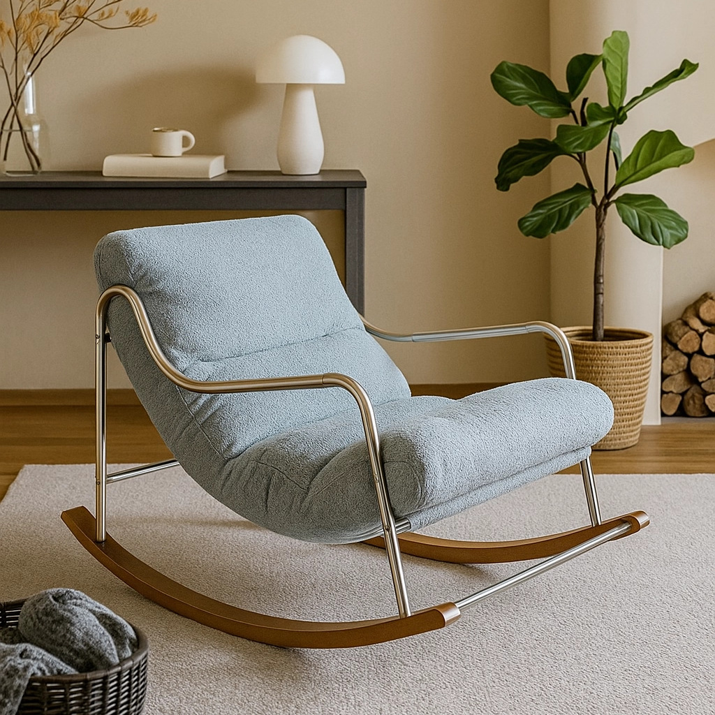 Helsinki Rocking Chair Retro Light Luxury Living Room Lounge Chair Balcony Sleeping Stainless Steel Rocking Chair Leisure Single Chair
