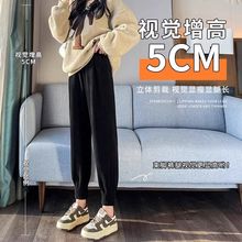 胖大码欧绒哈伦裤女秋冬新款高腰宽松显瘦束脚萝卜小脚运动裤