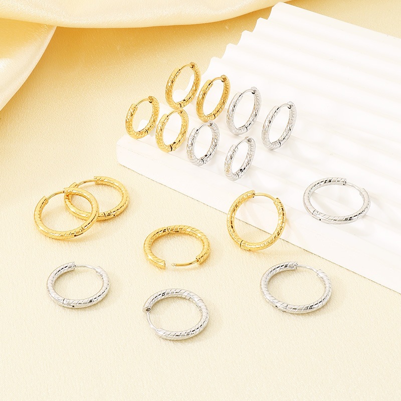 Pendientes de aro geométricos para mujer aros de acero inox_voghion.com