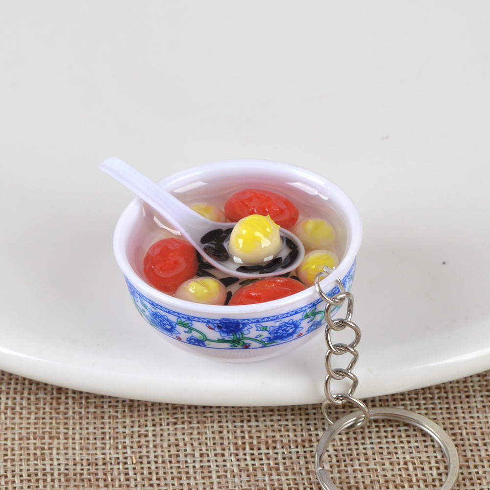 Mini cocina para niños comida y juego simulación pequeño tazón fideos llavero divertido simulación comida juguete regalo del estudiante