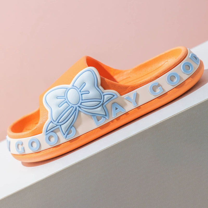 Slide, summer slippers with bow, non-slip sandals, family style, soft sole, wholesale