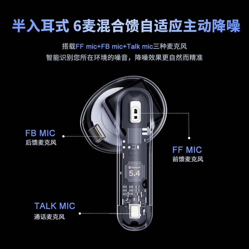 伽徳仕M68 ANC ENC六麦能動ノイズ除去bluetoothイヤホン混合フィード知能デジタル表示半入耳式|undefined