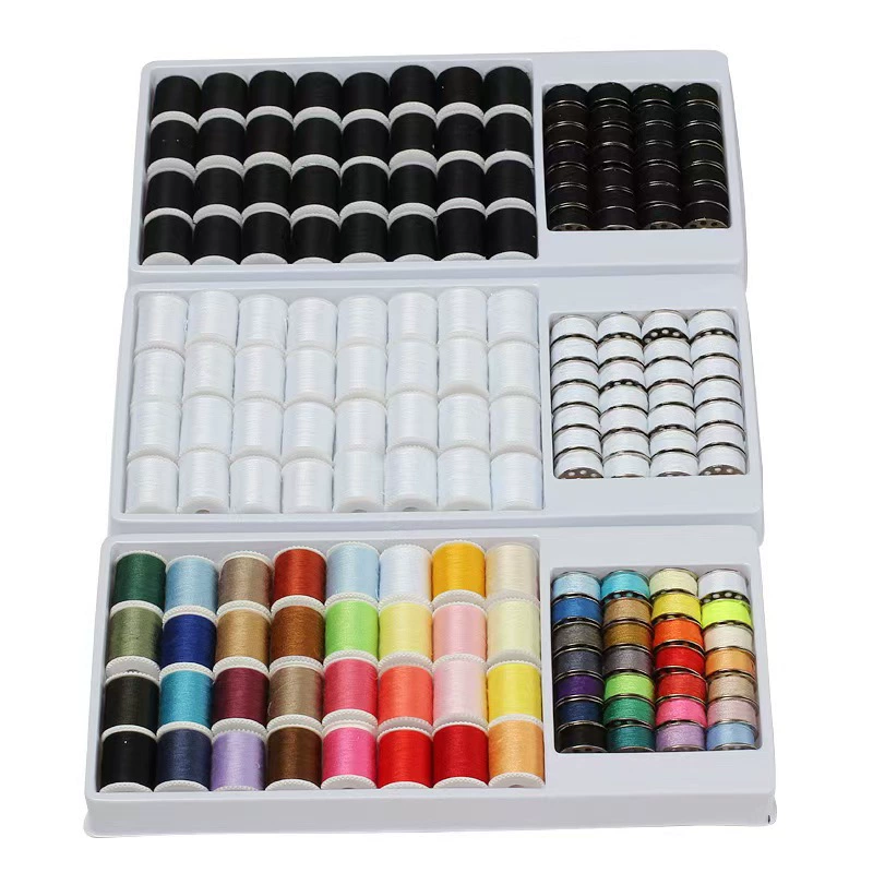 Набор 60-цветных швейных ниток, коробка для ниток, бытовая швейная машина ручной работы, 32 большая катушка, 28, металлическая шпулька для путешествий