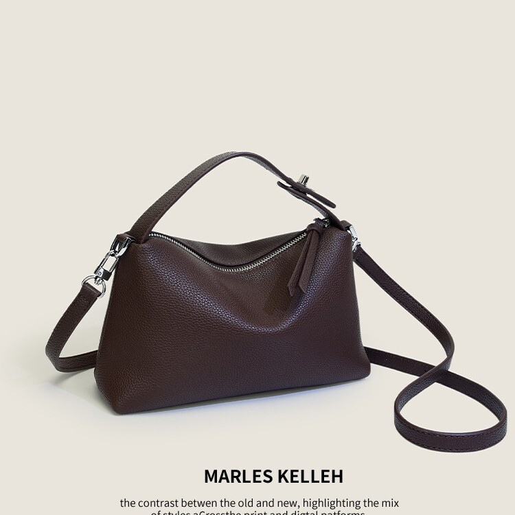 New women's handbag, light luxury lychee pattern, popular handbag, fashionable, simple, versatile, suitable for commuting, shoulder bag, crossbody bag