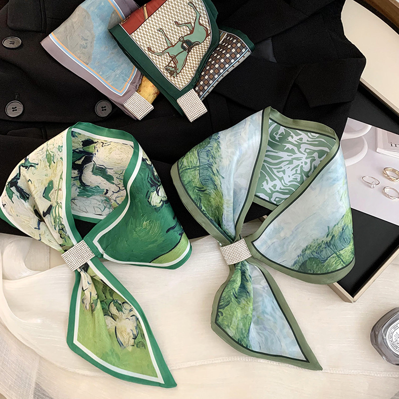 Bufandas de seda larga damas coreanas nuevas bufandas delgadas de cabello correa de cabello temperamento bufandas de seda al por mayor