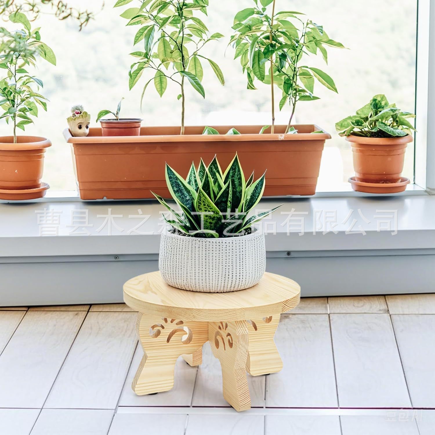 木质花瓶盆栽底座桌面置物架小型室内花架客厅卧室摆件装饰实木架