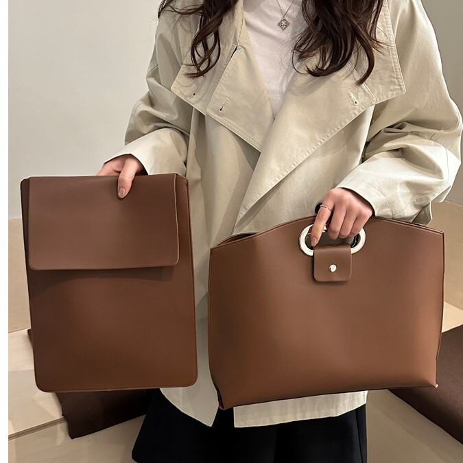 Large-Capacity Pure Color Bag for Women 2025 Autumn and Winter Trendy Fashion Handbag for Work and Work Clothing Retro Versatile Tote Bag