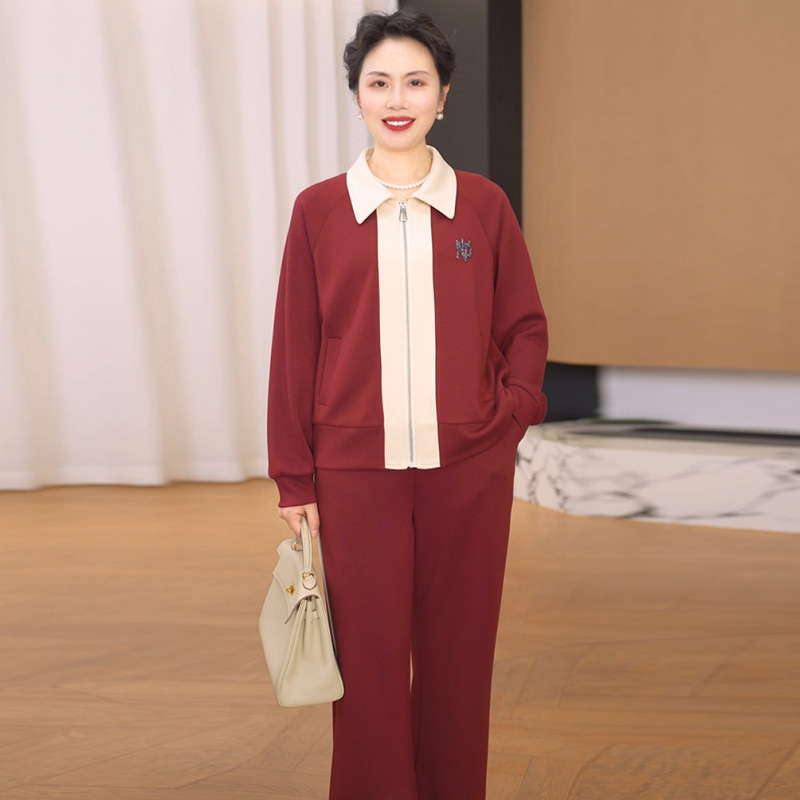 2026 Mom's Spring Fashion Sportswear Two-Piece Set for Middle-Aged Women, New Casual Slim-Fit Cardigan