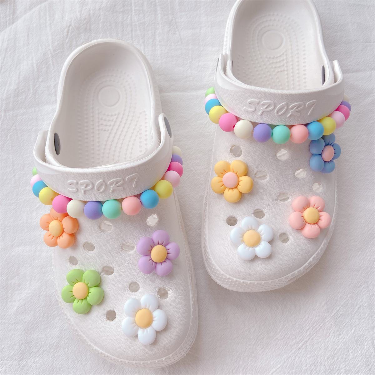 Flower Pattern Flower Shoe Accessories Plastic Slippers Summer Shoe Buckle