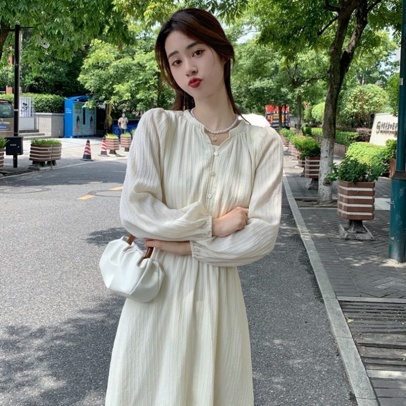 秋季2025新款温柔风连衣裙女长袖仙女长裙小个子法式初秋气质裙子|undefined