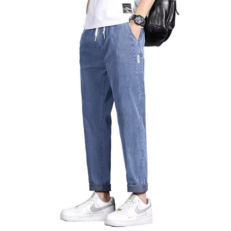Estilo de Hong Kong hombres de moda verano nuevo estilo 2024 personalidad moda jeans hip-hop ins moda calle alta tendencia pantalones guapos