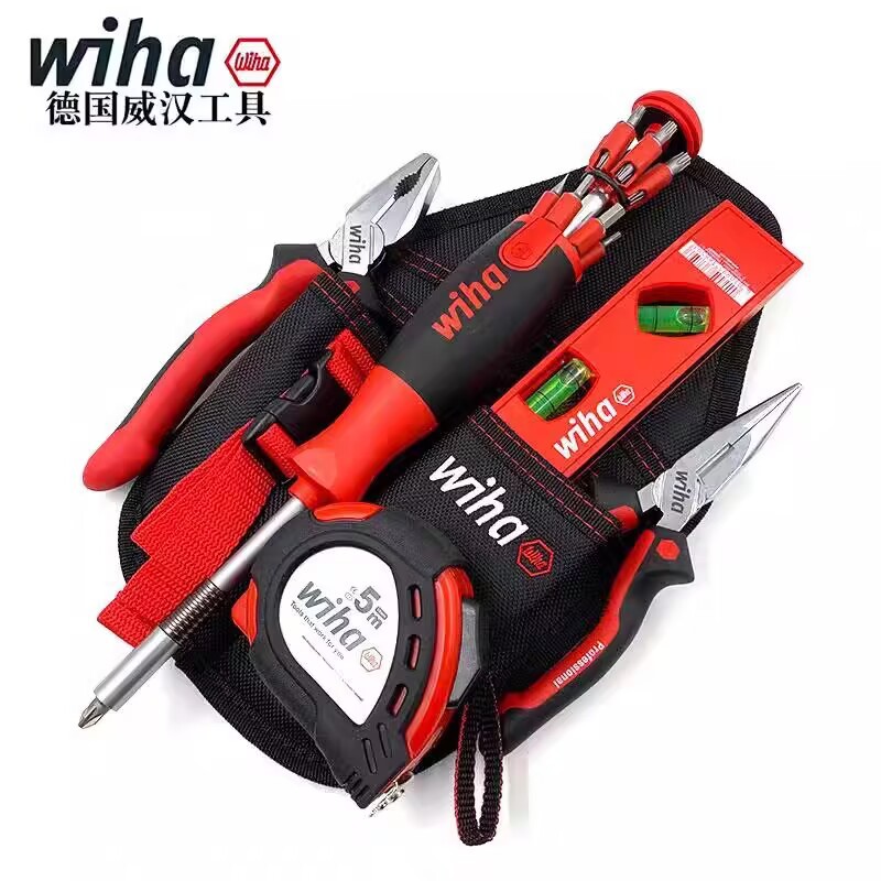 德国wiha威汉多功能90029C电工腰包工具组套家用卷尺钳子螺丝刀
