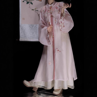 Tao Li Tao Qi Ming-Style Improved Hanfu Ancient Style Cloud Shoulder Stand Collar Shirt Set for Outings and Travel Check-In Hanfu Daily Wear