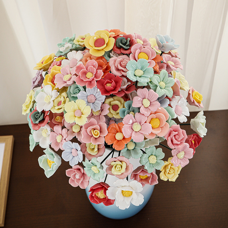 景徳鎮セラミックフラワー牡丹の花手作りピンチフラワー磁器装飾品花瓶装飾ホームプリザーブドフラワー|undefined