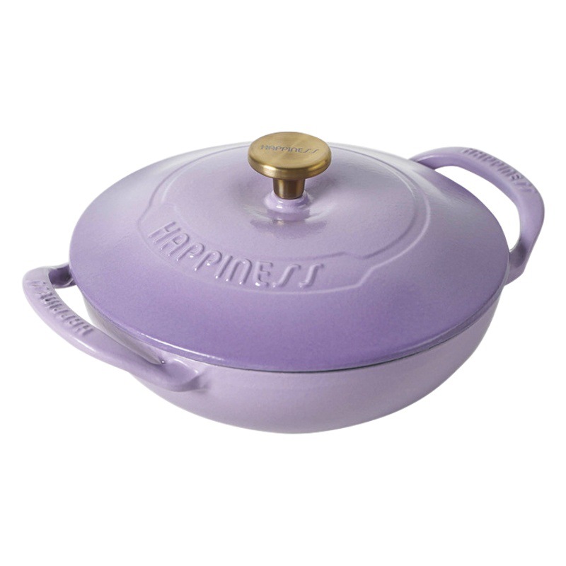 Little Happiness 21cm Court pot esmalte olla de hierro fundido olla de sopa olla de esmalte olla de arroz multifuncional olla de estofado doméstica