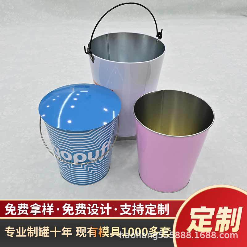 厂家供应马口铁爆米花铁桶圆形金属桶精致带盖铁桶